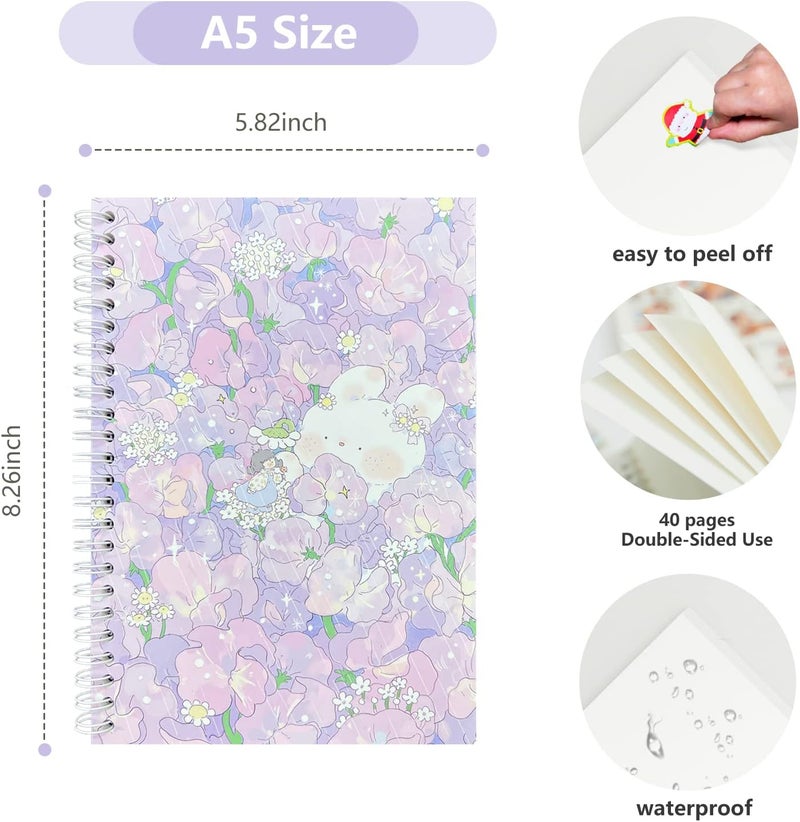 YUATCYA Reusable Sticker Collecting Book Storage Album with 40 Sheets Blank Release Paper - A5 Size Stickers Organizer Collection Holder Book for Adult (PURPLE) - Image 2